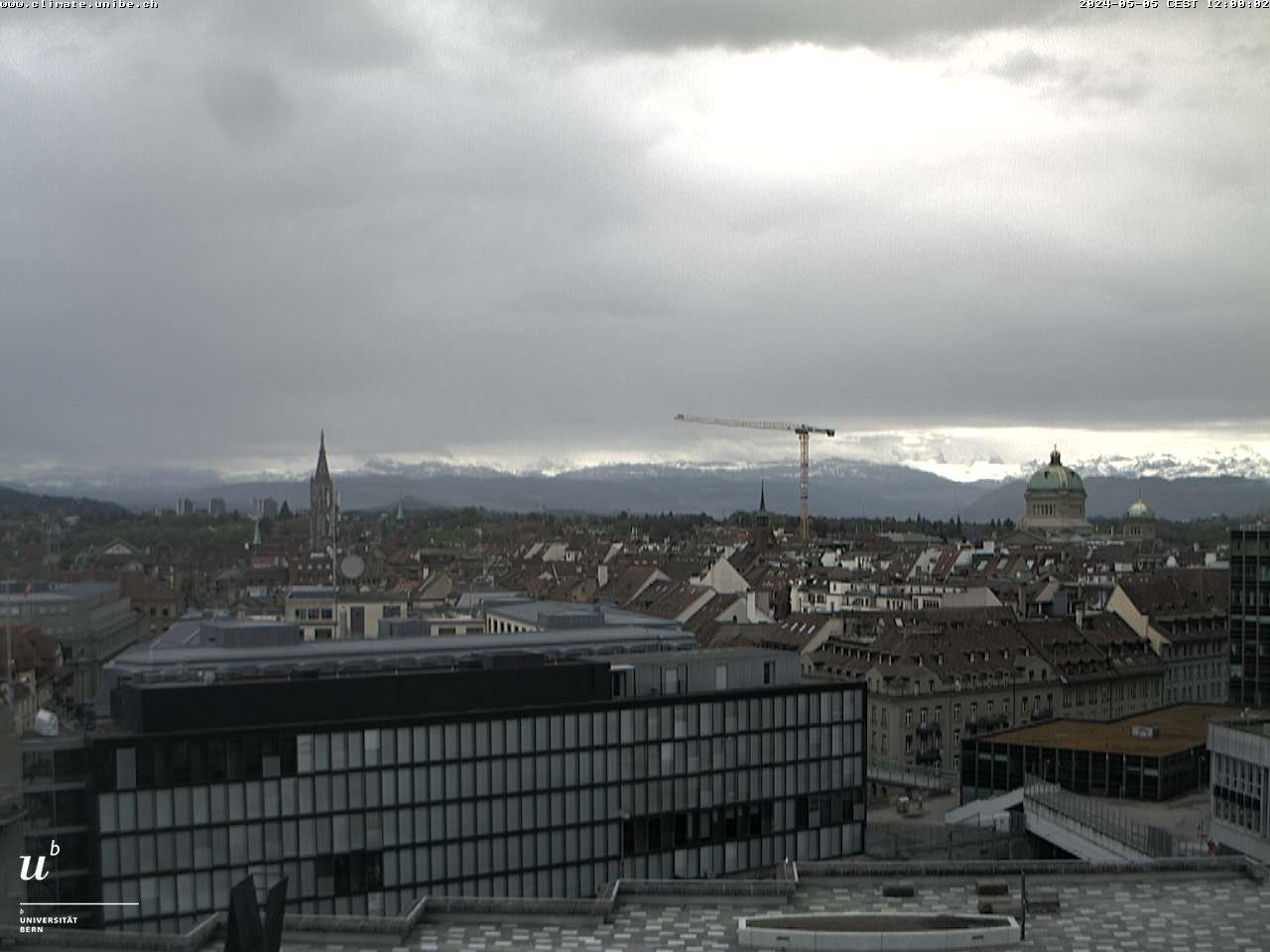 Bild der Webcam auf das Dach dem ExWi-Gebäude Richtung Süd am 12:00 Uhr